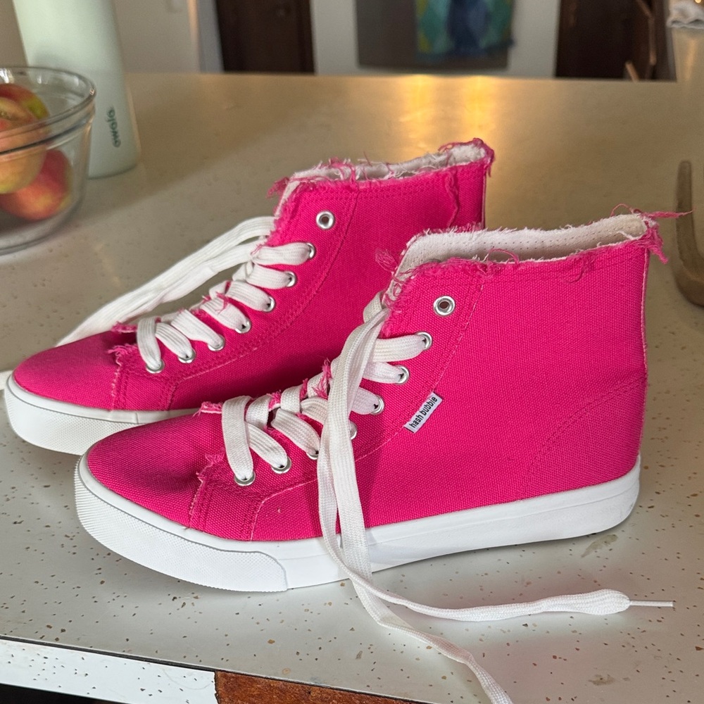 Vibrant Pink High-Top Sneakers